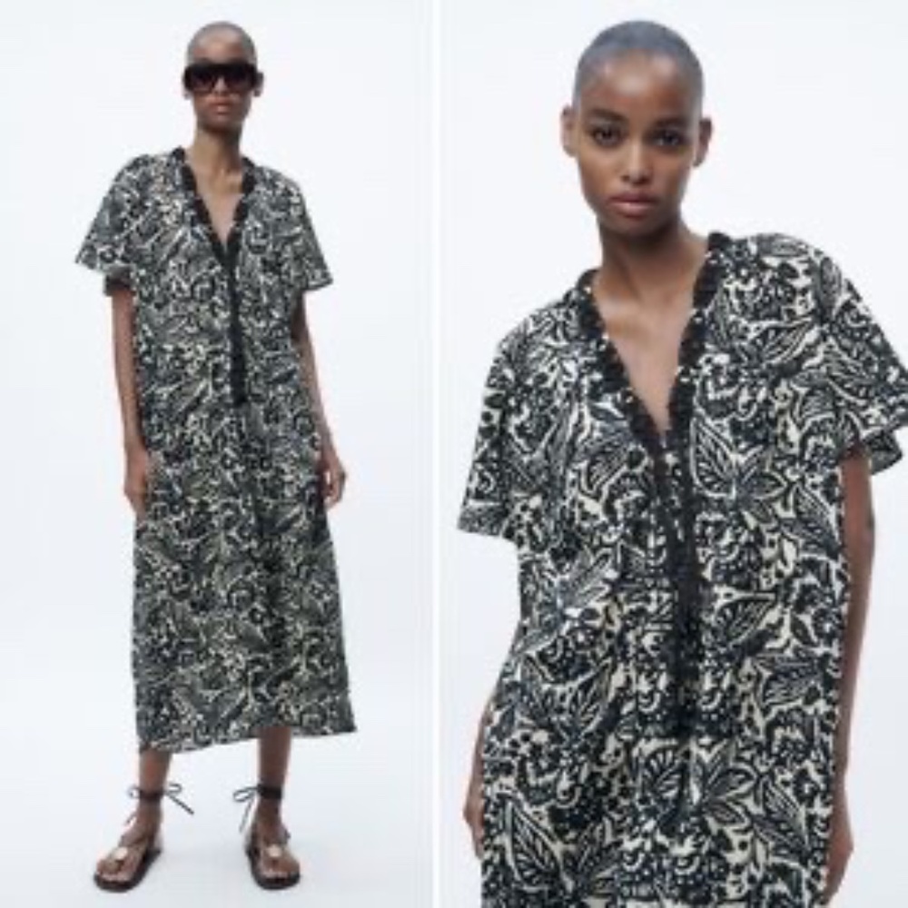 Zara Floral Tunic Style Caftan Dress